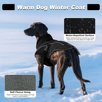 DENTRUN Small Dog Winter Warm Coat - Windproof Cozy Jacket, Thick Fleece Vest with Adjustable Belt, Water Repellent, Reflective Dog Sweater for Yorkie Dachshund Wear, Black, S