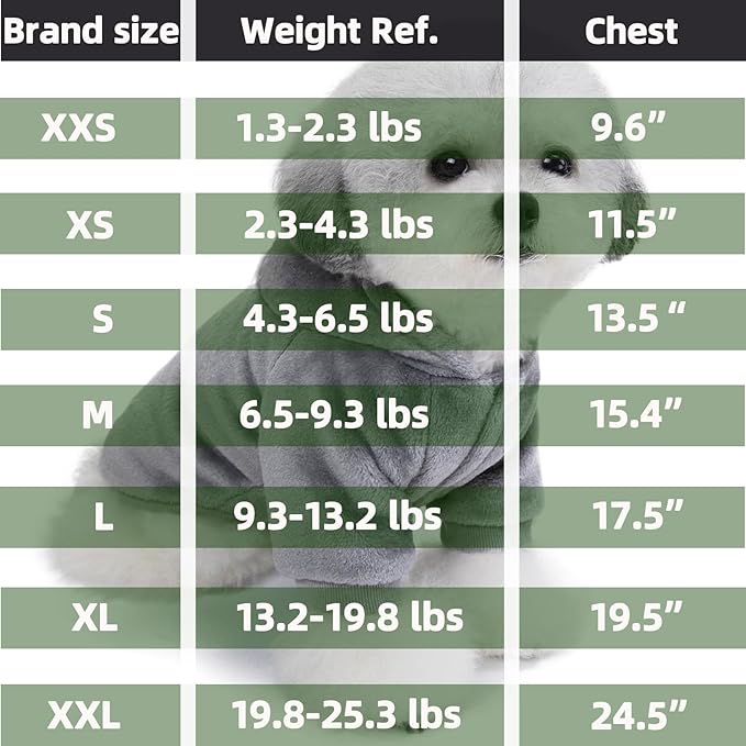 FabriCastle Dog Hoodie Sweater for Small Dogs Boy and Girl, Small Dog Clothes XS XXS Puppy Sweatshirt, Pet Outfit, Cat Clothing Super Soft Warm Snap On Closure (Lightgrey-Cream, Large)