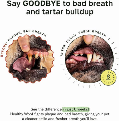 Dental Powder for Dogs - Complete Oral Care Bone Broth, Dog Teeth Cleaning Powder, Tartar Remover, Fresh Breath, Sensitive Stomach Support, No Brush Dental Care, 4.2 oz, 60 Scoops