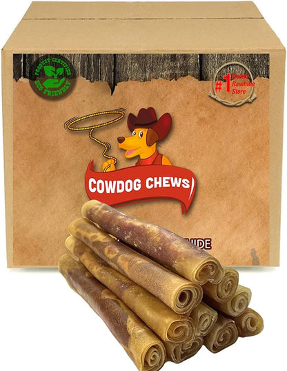 Cowdog Chews Rawhide Gourmet Meaty Rolls 9-10 (10 Pack) Premium Dog Treats with Savory Beef Filling, Long-Lasting Chew for Aggressive Chewers, High-Protein, Natural Ingredients