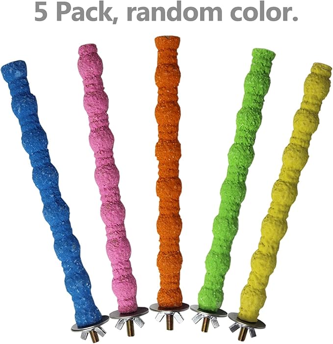 kathson Bird Perch Parrot Stand Cage Accessories Natural Wooden Stick Paw Grinding Rough-surfaced Chew Toy for Cockatiels,Cockatoo,Lorikeet,Conure,Parakeet 5 Pack (Random Color,6.29inch)