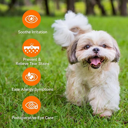 Dog Eye Drops, Eye Infection Treatment, Eye Drops for Dogs & Cats, Soothe Irritation Pink, Dry Eyes, Itchy Eye Wash Tear Stains, Debris Cleaner, Natural Daily Eye Care, Safe for Pets-4 oz