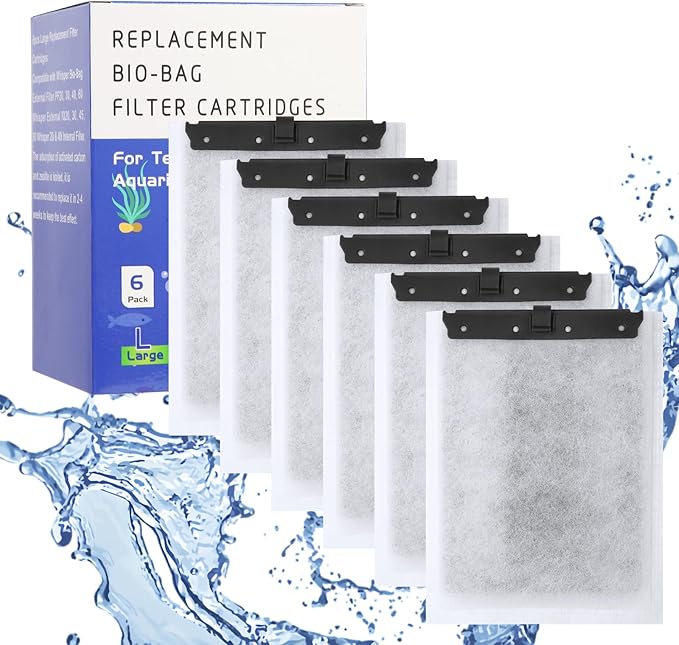 6Pack Large Aquarium Filter Cartridge for Whisper Bio-Bag Power Filters, Replacement Filter Cartridges