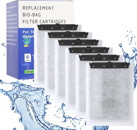 6Pack Large Aquarium Filter Cartridge for Whisper Bio-Bag Power Filters, Replacement Filter Cartridges