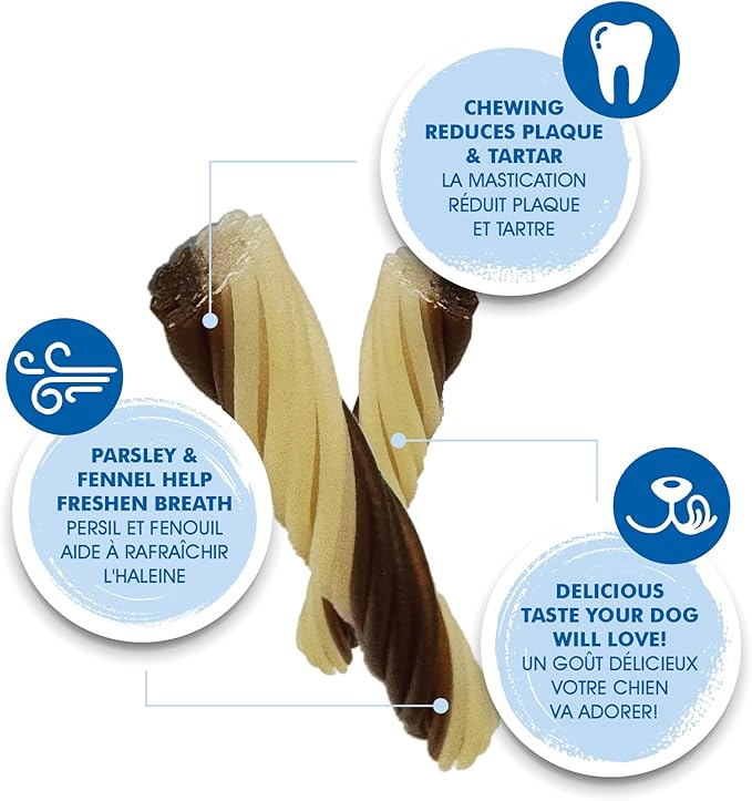 N-Bone FLOSSta Dental Chews for Dogs – Natural Beef Liver Flavor, No Dyes, Grain-Free, Breath Freshening, Plaque & Tartar Control, Digestible Teething Aid – 12 oz Bag