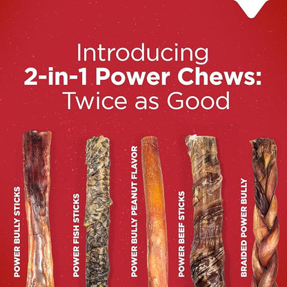 Natural Farm Power Bully Sticks Dog Chews (2-3”, 1 Pound Bag), 2-in-1 Power Chews: Premium Beef Cheek Wrapped in Beef Pizzle, Double Chewing Time, Promotes Dental Health, Great for Small Dogs