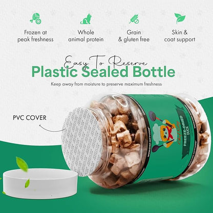 Freeze-Dried Duck Treats for Cats & Dogs – 100% Human Grade, Single Ingredient, High-Protein, Healthy Snack – No Additives or Preservatives – 3.0oz - Inspected & Tested in USA