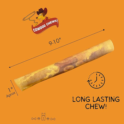 Cowdog Chews Rawhide Gourmet Meaty Rolls 9-10" (20 Pack) – Premium Dog Treats with Savory Beef Filling, Long-Lasting Chew for Aggressive Chewers, High-Protein, Natural Ingredients