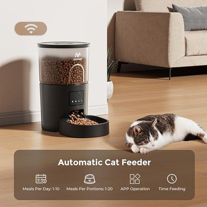 Automatic Cat Feeder 5G WiFi and Water Dispenser, Timed Dry Food Dispenser APP Remote Control, Programmable Portions, with Desiccant, Cat Fountains for Drinking with Filter, Small Pets (Combo)