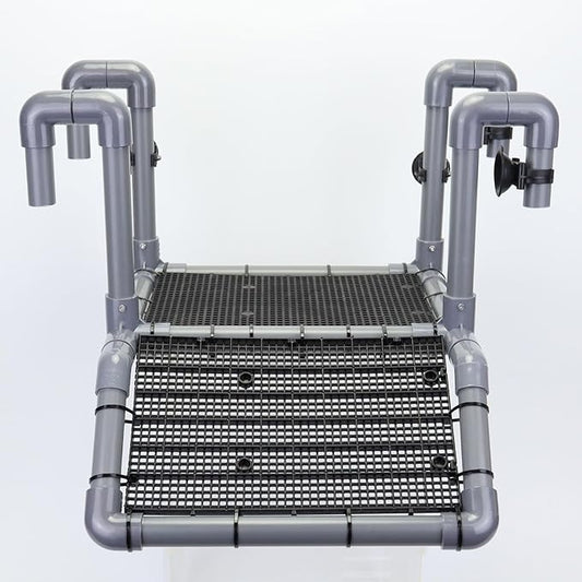 Large Hanging Turtle Basking Platform, Aquatic Dock with Ramp for 20/25/29/55/40-Gallon Long Aquarium, 13-Inch Width, Turtle Tank Accessories(Grey and Black)