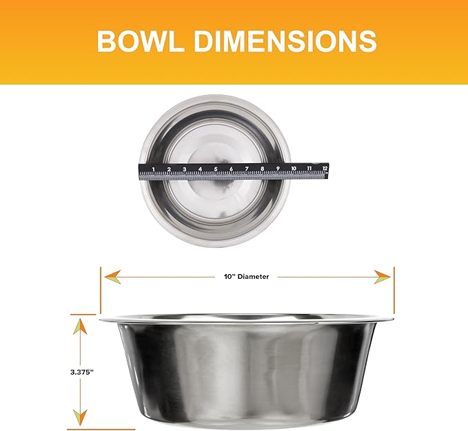 Neater Pet Brands 12 Cup (96 oz.) Stainless Steel Dog Bowls, Set of 2 Metal Bowls for Large Breed, Large Dog Water Bowl or Food Bowl for Indoors or Outdoors, Dishwasher Safe Dish for Extra Big Dogs