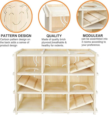 Hamster Toy Adventure Box,Multi Chamber Viewable Hamster House with Tunnel Meets The Nature of All Kinds and Sizes of Hamsters Rats Small pet Rodents