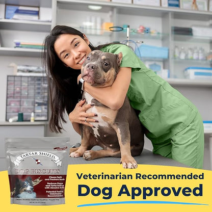Tartar Shield Dental Dog Biscuits | Safe Daily Treats | Cookie Cleans Teeth & Gums Fresh Breath Natural Oral Health Support | Tasty Lean Chicken Flavor | USA Made