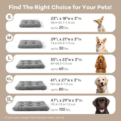 Mora Pets Cat Bed Comfy Puppy Crate Beds Plush Cat Sleeping Mat Washable Pets Mattress Anti-Slip Kitten Bed Soft Kennel Pad for Small Dogs Cats Breeds, 23" x 18", Grey