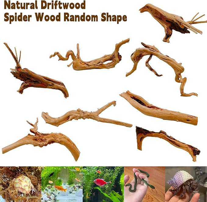 Hamiledyi 5.9-7.9in Aquarium Driftwood 3PCS Reptile Spider Wood Assorted Branches Natural Trunk Driftwood Tree Fish Tank Decoration