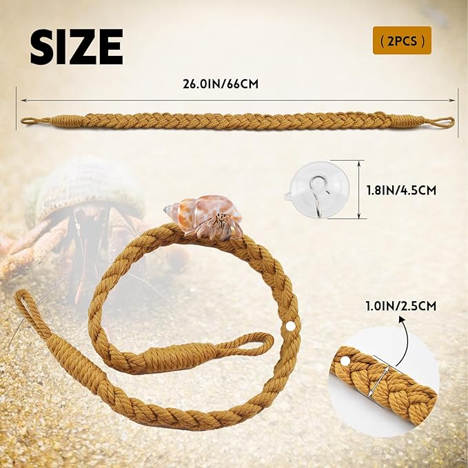 kathson 2 PCS 26 Inches Hermit Crab Climbing Toys,Reptile Vines Toy Hermit Crab Rope Ladder Bendable Hermit Crab Supplies Tank Terrarium Accessories for Hermit Crabs Lizards Leopard Geckos