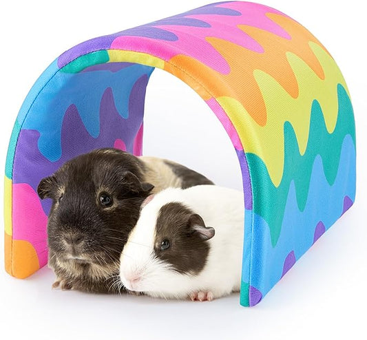 Bienbee Guinea Pig Tunnel, Guinea Pig Hideout, Washable Rabbit Tunnel and Bunny House, Rabbit Toys in Cages for Guinea Pig Bunny Rabbit Small Animal Rainbow Wave