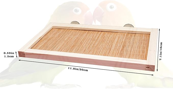 11.8×7.1 Inches Bird Perch Stand Platform, Natural Wooden and Bamboo Small Animals Cage Accessories, Suitable for Parrot Parakeet Cockatiel Rat Hamster Guinea Pig Conure Chinchillas
