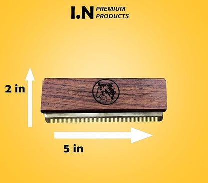 Deshedding Grooming Tools for Dogs Cats & Horse Easy Ergonomic Wooden Handle Professional Brush Grooming Tool, Remove painlessly 95 Percent of Lose Hair Fur & Dirt (5 inch) (5 inch)