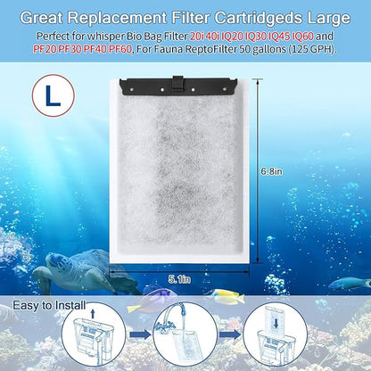 10Pack Large Fish Tank Cartridges Carbon Filter Cartridge for Whisper Bio-Bag Power Filters, Replacement Filter Cartridges Filter,20 Gallon Fish Tank Filter