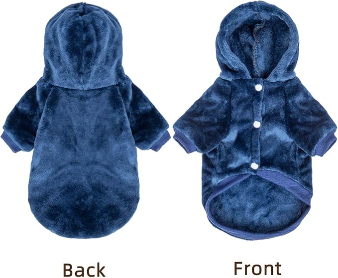 FabriCastle Dog Hoodie Sweater for Small Dogs Boy and Girl, Dog Clothes XS XXS Puppy Sweatshirt, Pet Outfit, Cat Clothing Super Soft Warm Snap On Closure (Navy, Large)
