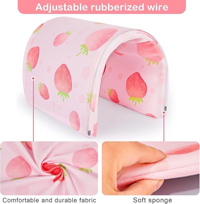 Bienbee Guinea Pig Tunnel, Pink Strawberry, Washable Rabbit Hideout & Bunny House, Modern Animal Tune for Indoor Use, Small Animal, 17.7 x 9.8 inches
