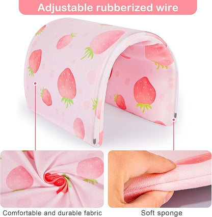 Bienbee Guinea Pig Tunnel, Pink Strawberry, Washable Rabbit Hideout & Bunny House, Modern Animal Tune for Indoor Use, Small Animal, 17.7 x 9.8 inches