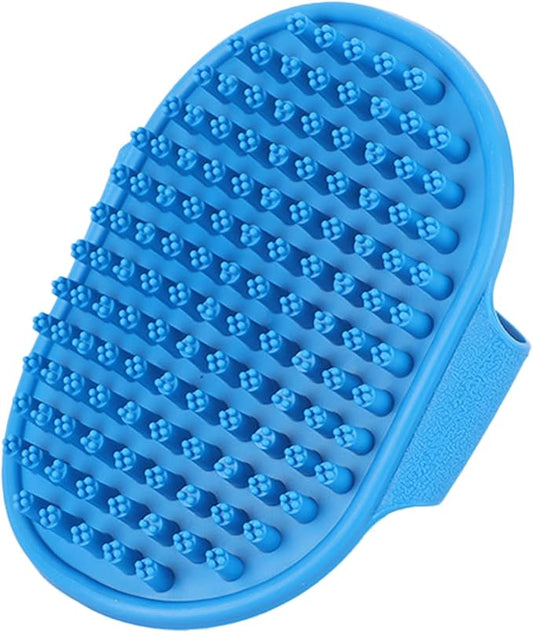 Ultra-Soft Pet Grooming Brush with Adjustable Ring - Ideal for Dogs & Cats of All Hair Types - Bath, Shower & Massage Tool (Blue, 1-Pack)