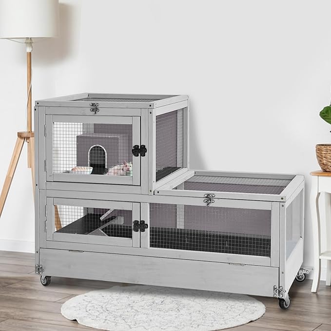 Guinea Pig Cage,2-Story Hamster Cage with Anti-Chewing Pull Out Tray,Small Animal Cage for Rabbit,Rat,Hedgehog,Chinchilla