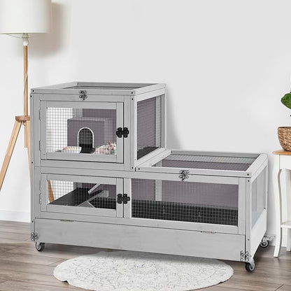 Guinea Pig Cage,2-Story Hamster Cage with Anti-Chewing Pull Out Tray,Small Animal Cage for Rabbit,Rat,Hedgehog,Chinchilla