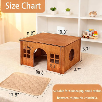 Guinea Pig Houses and Hideouts, Hamster House Hideout, Wooden Small Animal House with Windows, Large Guinea Pig Hideout Castle for Hamsters Small Bunny Chinchillas Playing Hiding