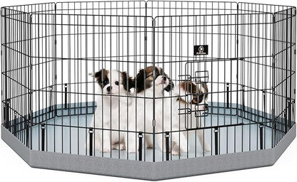 PJYuCien Dog Playpen, 8 Panels 24’’H Dog Pens Indoor with Bottom Pad, Metal Foldable Pet Puppy Exercise Fence Crate Kennel, Better for Small Animals,Grey