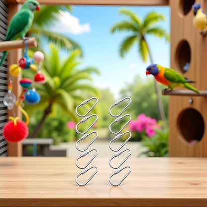 10 Pcs Silvery Parrot Toy Hook Stainless Steel Parts Heavy Duty Metal Hooks Suitable for Most Bird Or Small Animal Hanging Toys Parrot Bird Hooks Metal Stainless Steel Parts DIY Bulk Birds