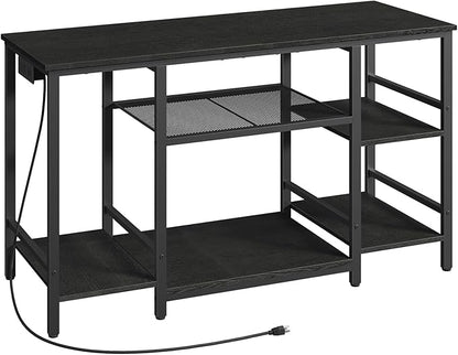 55-75 Gallon Fish Tank Stand with Power Outlet, 3-Tier Metal Frame Aquarium Stand, Heavy Duty Reptile Terrarium Tank Stand, 52.0" L x 19.7" W x 29.9" H, 800 LBS Capacity, Black FTBK55E01