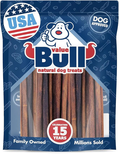 ValueBull USA Collagen Sticks for Small Dogs, 12 Inch Thin Chews, Natural Dog Treats, 25 Count - Promotes Joint, Skin & Coat Health with Glucosamine and Chondroitin