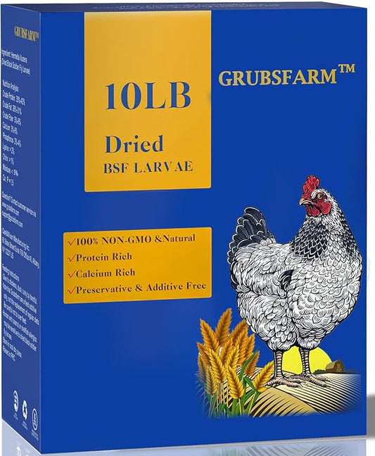 Premium Chicken Treats 10LB - Superior to Dried Mealworms - Non-GMO & 85X More Calcium Than Meal Worms - Molting & Laying Supplement - BSF Larvae Treats for Layer Hens, Ducks Wild Birds