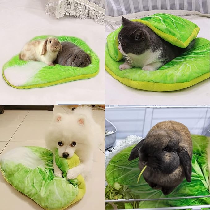 kathson Bunny Bed Guinea Pig Warm Bed with Grass Mat Rabbit Warm Fleece Sleep Pad Small Animal Cages Sleeping Mat Sleep Bed for Squirrel Chinchilla Hedgehog Hamster Cat