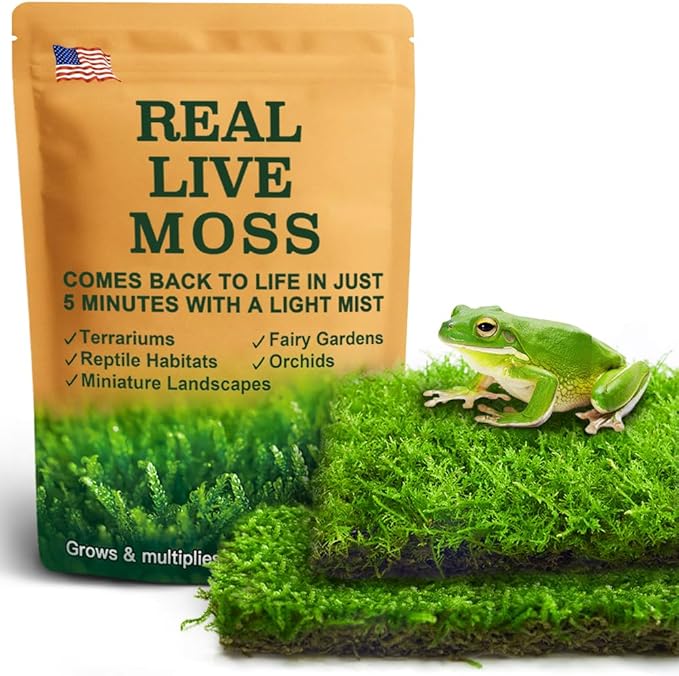 Live Moss Duo Pack – 2 Varieties Mixed Moss for Reptile Terrariums, Amphibian Habitats, Bonsai, Vivariums