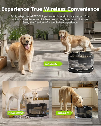 Wireless Dog Water Fountain with 11 Filter, Battery Operated Dog Water Dispenser with Motion Sensor, 237 oz/ 7L Cordless Fountain Water Bowl with 3 Work Modes (Replacement Filters for 2.5 Months)