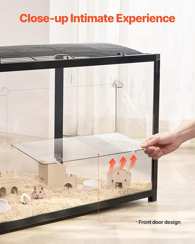 VEVOR Hamster Cage, 360 Viewing Transparent Hamster Habitats, Small Animal Cage