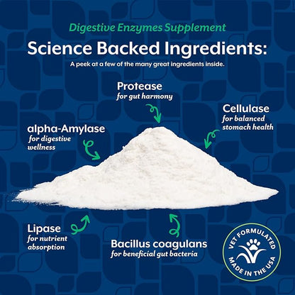 NaturVet – Digestive Enzymes for Dogs - Plus Probiotics & Prebiotics | Helps Support Diet Change & A Healthy Digestive Tract | for Dogs & Cats | 4 oz Powder