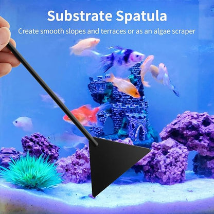 Tifanso Aquarium Aquascape Tools Kit - 4 in 1 Terrarium Decor Supplies with Long Tweezers Feeding Tongs, Aquarium Scissors, Algae Scraper, Live Fish Plants Tank Accessories Cleaning Trimming Kit