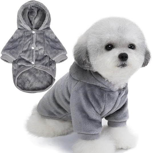 FabriCastle Dog Hoodie Sweater for Small Dogs Boy and Girl, Dog Clothes XS XXS Puppy Sweatshirt, Pet Outfit, Cat Clothing Super Soft Warm Snap On Closure (Light Grey, Large)
