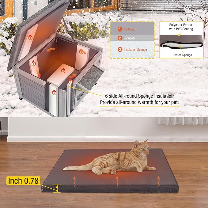 AIVITUVIN Cat House for Outdoor Cats Insulated Feral Kitty Shelter with Warm Liner for Winter Waterproof Samall Animal Cage for Cats,Rabbits,Bunnies,Dogs