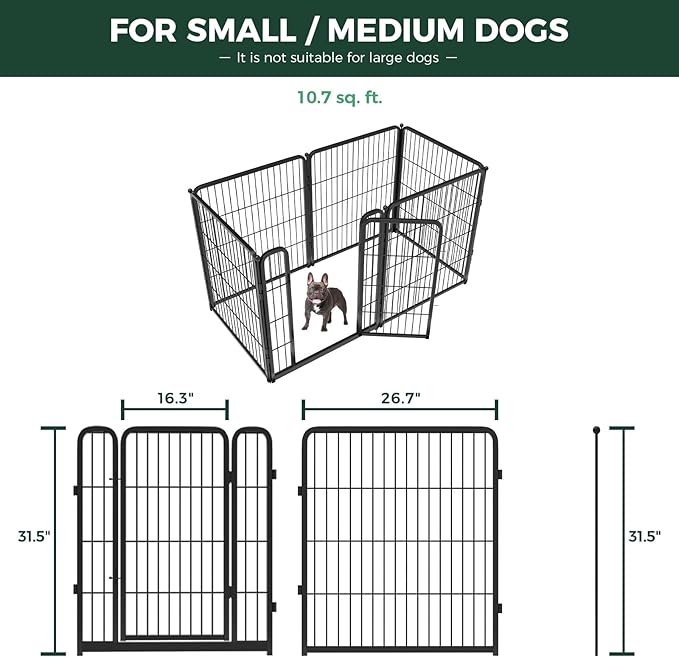 FXW Homeplus Unleashed Indoor Dog Playpen - Stress-Free and Safe Play, Heavy Duty 32 Inch 6 Panels Dog Pen for Small and Medium Dogs, Black│Patented