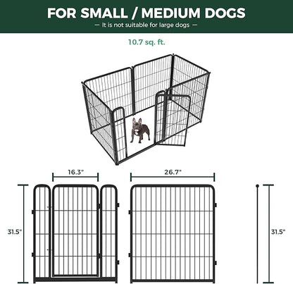 FXW Homeplus Unleashed Indoor Dog Playpen - Stress-Free and Safe Play, Heavy Duty 32 Inch 6 Panels Dog Pen for Small and Medium Dogs, Black│Patented