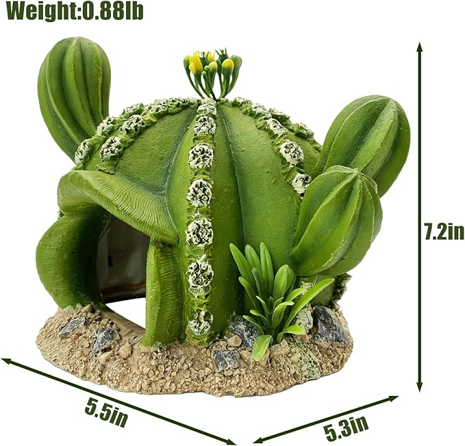 kathson Reptile Tank Decor Lizard Hide and Cave Plants Terrarium Decorations Resin Cactus Desert Aquarium Tank Habitat Accessories for Bearded Dragon Chameleon Leopard Gecko Snake Fish (Ball Cactus)