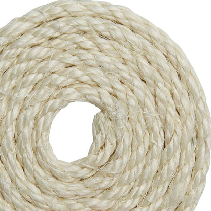 Natural Sisal Rope 8mm 98-Feet for Cat Scratching Post Tree Tower Replacement Repair and Replace, DIY Hemp Twine Rope for Cat Scratching Furniture Window Perch and Crafts Gardening Home Decorating
