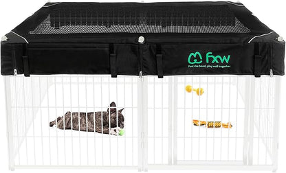 FXW Homeplus Unleashed Indoor Dog Playpen - Stress-Free and Safe Play, Heavy Duty 24 Inch 8 Panels with Playpen Cover for Puppy and Small Dogs, White│Patented