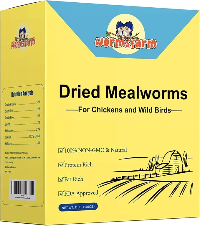 11lb Dried Mealworms for Chickens Snacks for Birds Bulk-Treats for Laying Hens(11 Pound)